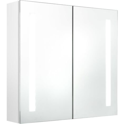 Armoire de salle de bain à miroir LED Blanc brillant 62x14x60 (1/5)