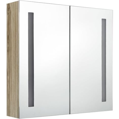 Armoire de salle de bain à miroir LED Chêne 62x14x60 (1/5)