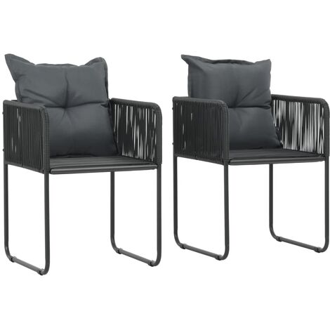 Chaises d'extérieur 2 pcs avec oreillers Résine tressée Noir (1/5)