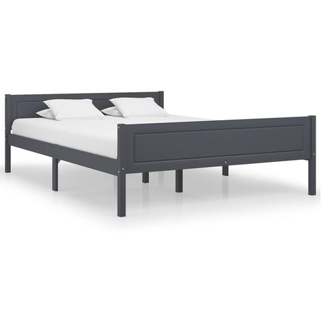 Lit Bois de pin massif Gris 160x200 (1/5)