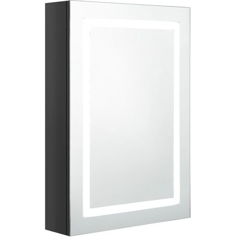 Armoire de salle de bain à miroir LED Noir brillant 50x13x70 (1/5)