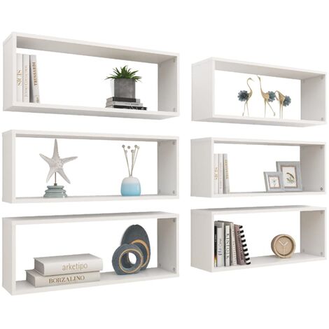 Étagères cube murales 6 pcs Blanc 60x15x23 (1/5)