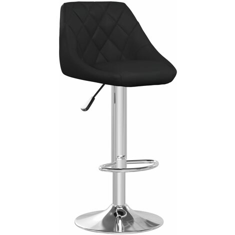 Tabouret avec dossier et assise en simili cuir noir Loka (1/5)