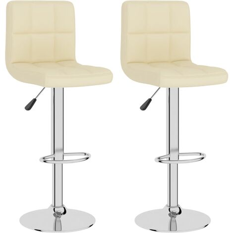 Tabourets de bar 2 pcs Crème Tissu (1/5)