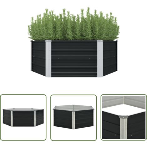 Jardinière surélevée Anthracite 129x129x45 cm Acier galvanisé (1/5)