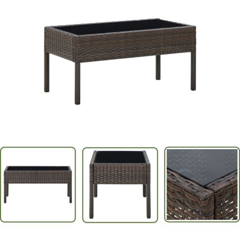 Table de jardin Marron 75x40x37 Résine tressée (1/5)