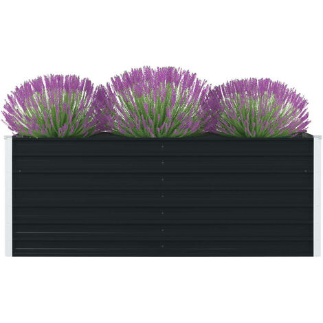 Les Tendances – Jardinière rectangulaire 160 x 80 x 45 cm – Acier galvanisé anthracite – Supports intérieurs pour robustesse – Bordures repliées sécurisées (1/5)