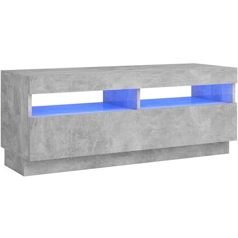 Meuble TV avec lumières LED Gris béton 100x35x40 (1/5)