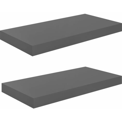 Étagère murale flottante 2 pcs Gris brillant 50x23x3,8 MDF (1/5)