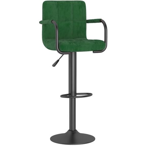 Tabourets de bar design avec accoudoir velours vert foncé Konfa - Lot de 2 (1/5)