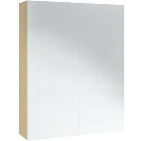 Armoire à miroir de salle de bain 60x15x75 MDF Blanc et chêne (1/5)
