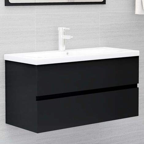 Armoire d'évier avec lavabo intégré Noir 15 (1/5)