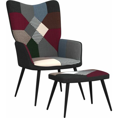 Chaise de relaxation avec repose-pied Patchwork Tissu 8 (1/5)