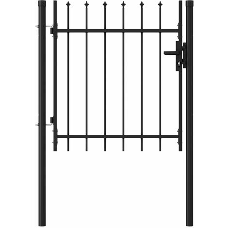Portillon simple porte avec dessus à pointe Acier 1x1 m Noir (1/5)