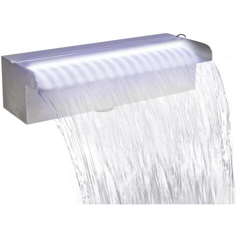 Fontaine rectangulaire de piscine avec LED Inox 30cm (1/5)