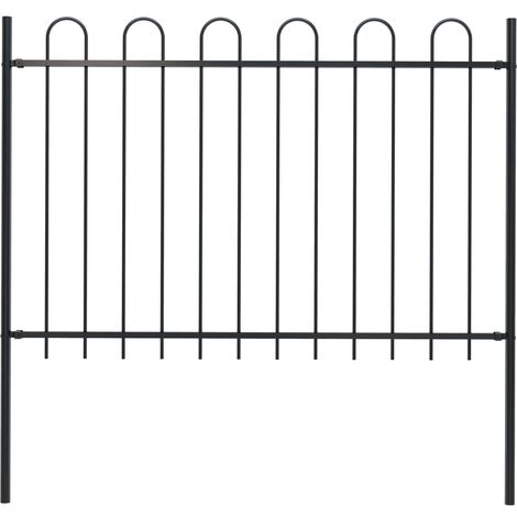 Clôture de jardin avec dessus en cerceau Acier 1,7 m Noir 5 (1/5)