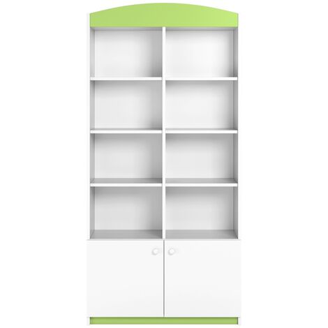 Bibliothèque blanche et vert Drimy 90cm (1/3)