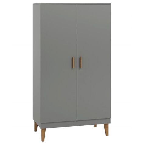 Armoire 2 Portes grise et pieds en bois de chêne Blanka