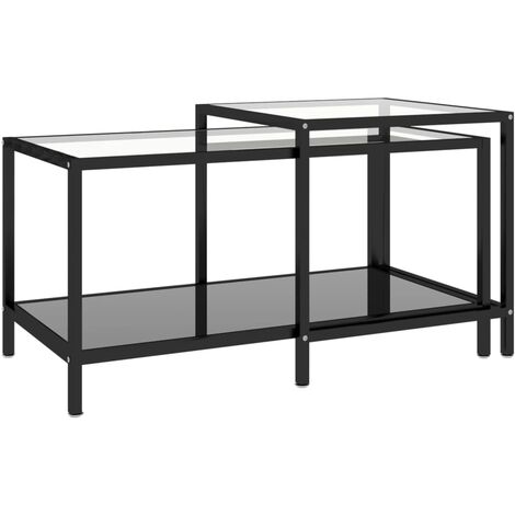 Tables à thé 2 pcs Verre trempé Noir (1/5)