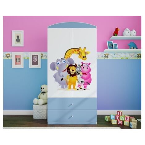 Armoire bleue 2 portes enfant Zoo Drimy