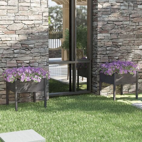 Jardinières 2 pcs Gris 70x70x70 cm Bois de pin massif (1/5)