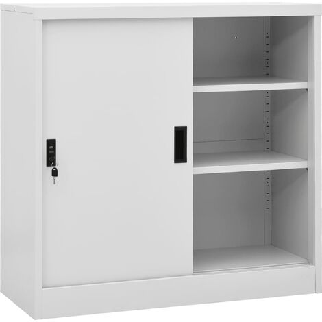 Armoire de bureau porte coulissante Gris clair 90x40x90 Acier (1/5)