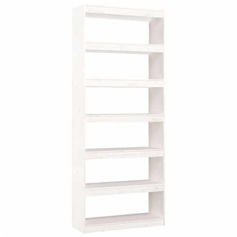 Bibliothèque-Séparateur de pièce Blanc 80x30x199,5 Pin solide (1/5)