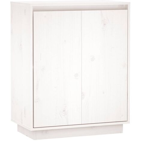 Buffet Blanc 60x34x75 Bois massif de pin 3 (1/5)