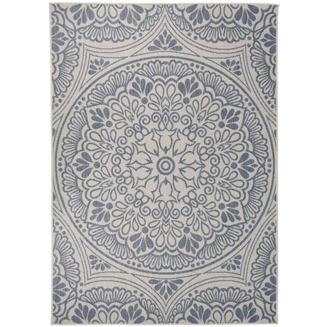 Tapis à tissage plat d'extérieur 140x200 cm Motif bleu (1/5)