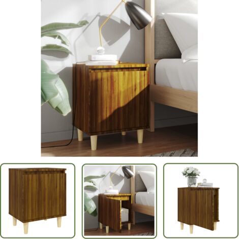 Table de chevet avec pieds en bois Chêne marron 40x30x50 2 (1/5)