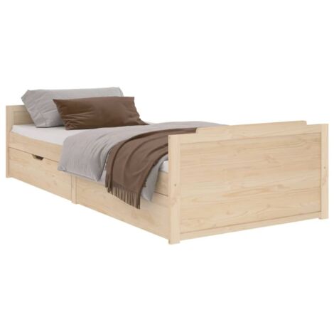 Lit avec tiroirs Bois de pin massif 90x200 (1/5)