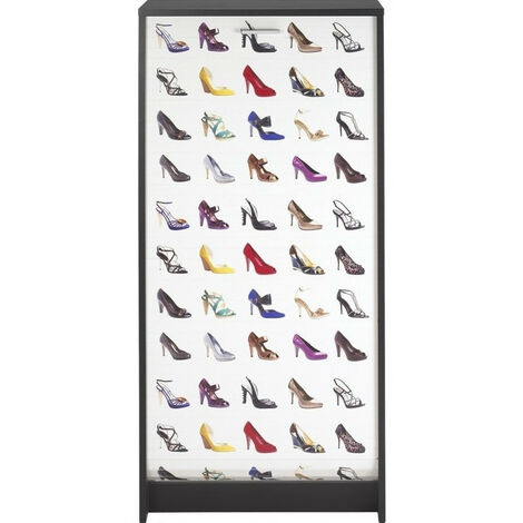 Meuble à chaussures noir rideau chaussures 21 paires Shoot 58cm (1/5)