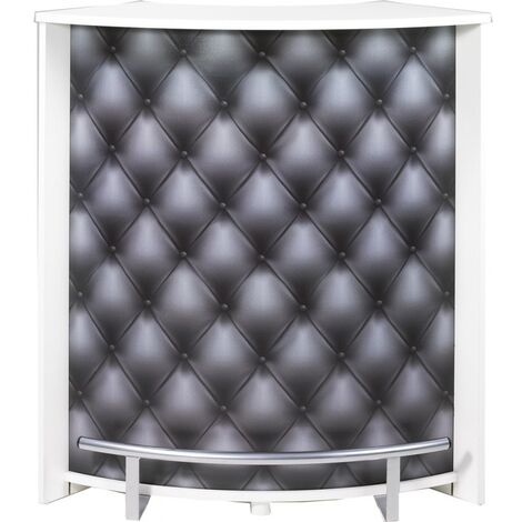 Comptoir de bar blanc et imprimé capiton noir Snack 96cm (1/5)