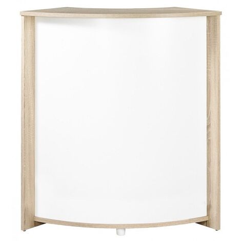 Les Tendances – Comptoir de bar en bois clair et blanc 97x105x45cm – 2 tablettes réglables – Repose-pieds métallique – Fabriqué en France
