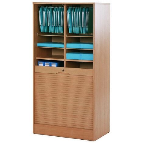 Classeur à rideau large bois clair Office 140cm (1/3)