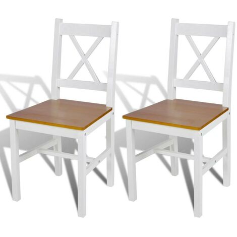 Chaise de cuisine blanc laqué et marron Dina - Lot de 2 (1/5)