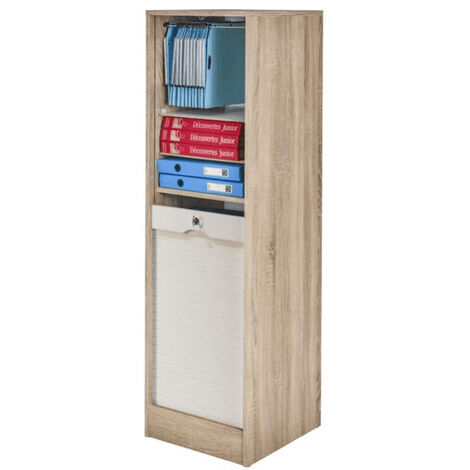 Classeur à rideau chêne clair et blanc Office 140cm (1/3)
