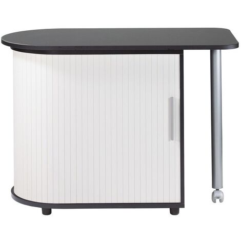 Bureau avec plateau pivotant et rangement noir et blanc Kool 105cm (1/4)