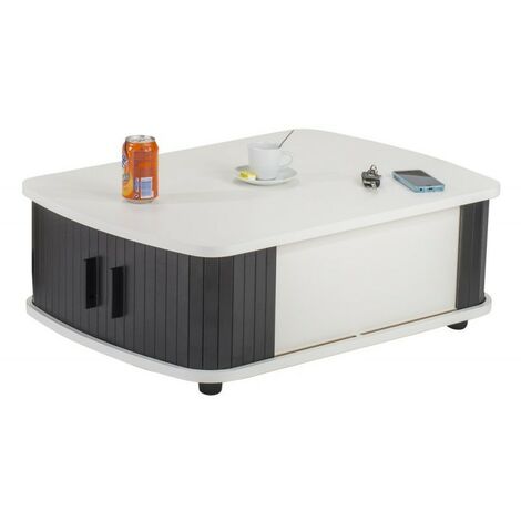 Table basse à rideaux blanc et noir Lohan (1/2)