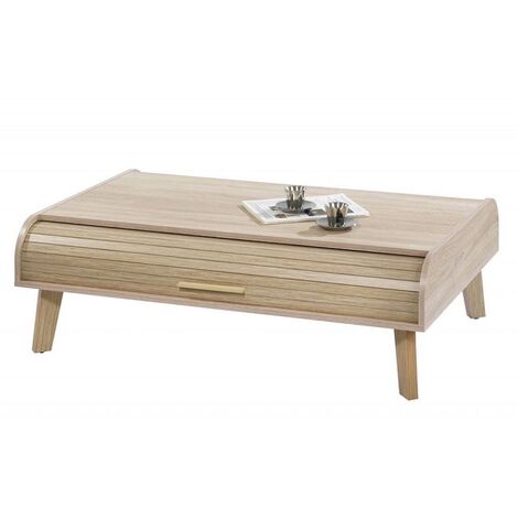 Table basse 2 rideaux chênes clair Happy 114cm (1/3)