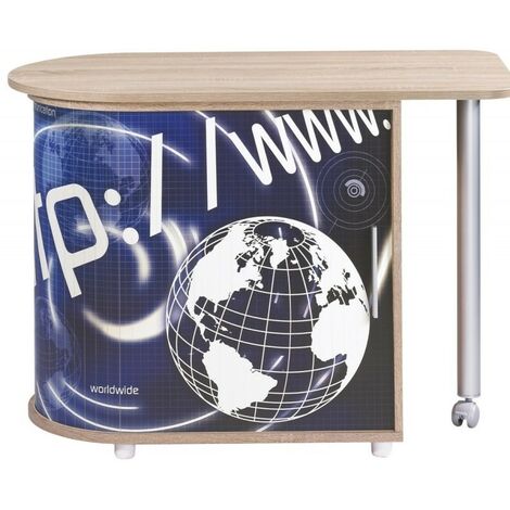 Bureau avec plateau pivotant et rangement bois clair imprimé Http Kool 105cm (1/4)