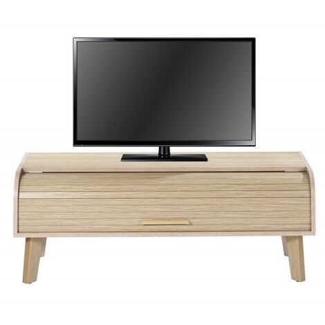 Meuble TV rideau chêne clair Happy 114cm (1/3)