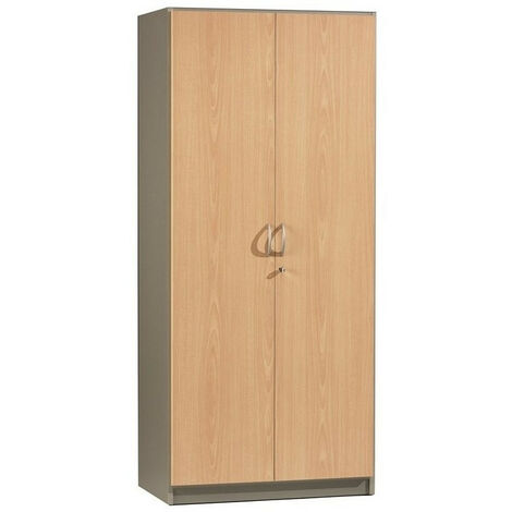 Armoire de bureau 2 portes hêtre clair et gris Wirma (1/2)