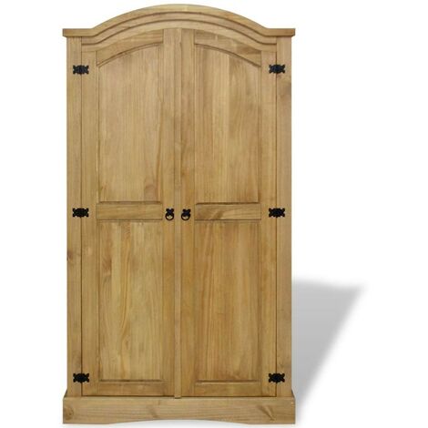Armoire 2 portes pin massif ciré naturel Mexica (1/5)