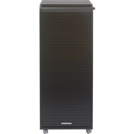Grand caisson à rideau sur roulettes 3 tiroirs noir Orga 108cm