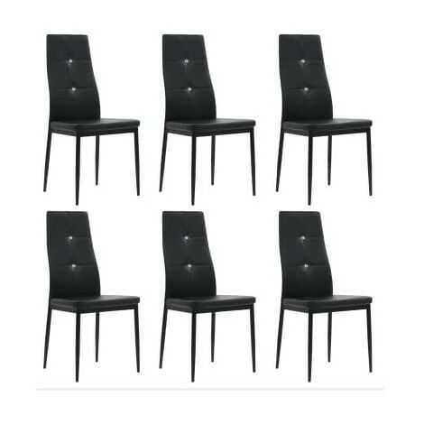 Chaise à manger similicuir noir et pieds métal noir Mikarel - Lot de 6 (1/5)
