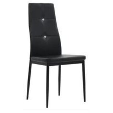 Chaise à manger similicuir noir et pieds métal noir Mikarel - Lot de 4 (1/5)