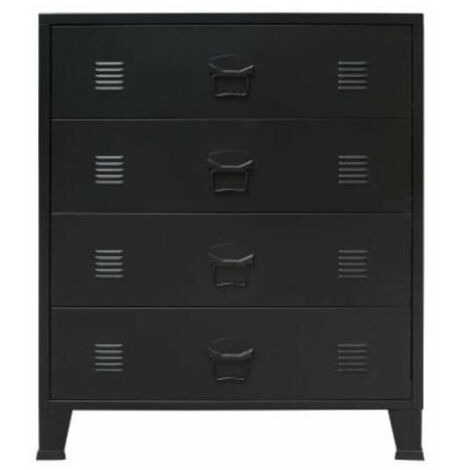 Commode 4 tiroirs métal noir industriel Kibane