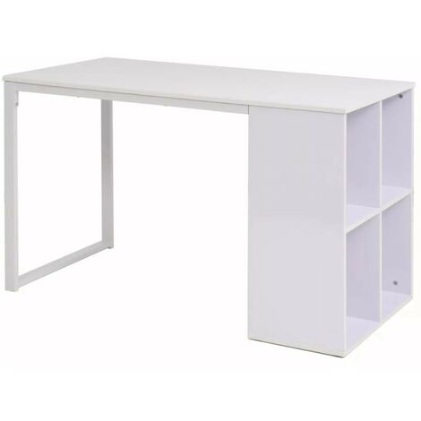Bureau bois et pieds métal blanc Brook (1/5)