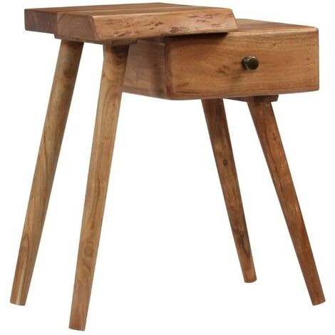 Table de chevet 1 tiroir acacia massif foncé Sopra 2 (1/3)